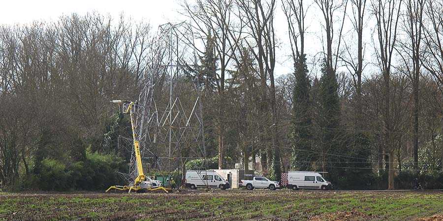 Incident met hoogspanningskabels Lievegem-Evergem